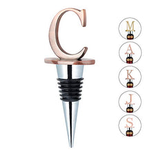 Load image into Gallery viewer, Wine Stoppers - Stainless Steel Letters Wine Stopper, Silicone Reusable Wine and Beverage Bottle Stopper, used for Bar, Kitchen, Holiday Party, Wedding Keep Wine Fresh (C)