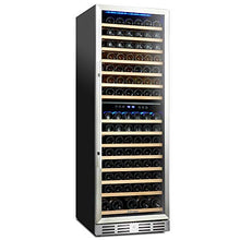 Load image into Gallery viewer, Kalamera 157 Bottle Freestanding Wine Refrigerator: Stainless Steel, triple-layered Tempered Glass Door, Electronic One-Touch Control with LED Display