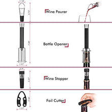 Load image into Gallery viewer, Wine Bottle Opener Air Pressure Wine Cork Remover Pump Wine Opener Wine Pump Wine Accessory Tool Handheld Wine Bottle Opener with Wine Pourer,Foil Cutter and Vacuum Stopper(Gift Box)
