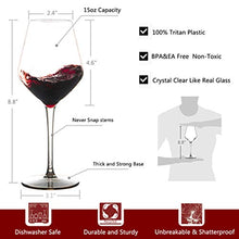 Load image into Gallery viewer, IDGIRLS Unbreakable Plastic Bordeaux Wine Glasses, BPA free and Reusable Goblet, 100% Tritan Plastic shatterproof Glass with Long Stemmed, 15 oz Dishwasher Safe Wine Cups, Set of 4