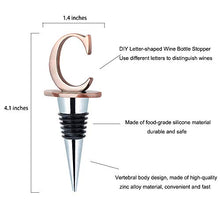 Load image into Gallery viewer, Wine Stoppers - Stainless Steel Letters Wine Stopper, Silicone Reusable Wine and Beverage Bottle Stopper, used for Bar, Kitchen, Holiday Party, Wedding Keep Wine Fresh (C)