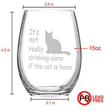 Load image into Gallery viewer, Set of 2 Cat Wine Glasses, It's Not Really Drinking Alone If The Cat is Home Funny Stemless Wine Glass - Funny Gifts for Women, Friends, Cat Lovers, Cat Mom, 15Oz