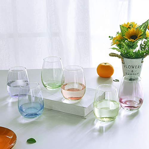  Wine Glasses Set Of 4 Assorted Colored Stemless