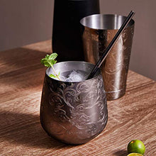 Load image into Gallery viewer, SKY FISH Stemless Stainless Steel Etching Wine Glasses,18 oz Black Plated,Set Of 4