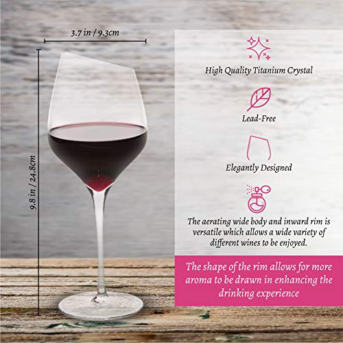 Crystal Wine Glasses set of 4 Slant Rim Great for Red and White Wine b –  Modern Wine Gifts