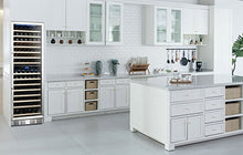 Load image into Gallery viewer, Kalamera 157 Bottle Freestanding Wine Refrigerator: Stainless Steel, triple-layered Tempered Glass Door, Electronic One-Touch Control with LED Display