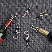 Load image into Gallery viewer, Wine Stoppers - Stainless Steel Letters Wine Stopper, Silicone Reusable Wine and Beverage Bottle Stopper, used for Bar, Kitchen, Holiday Party, Wedding Keep Wine Fresh (C)