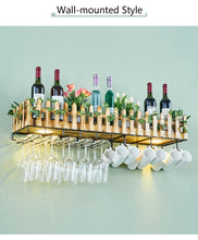 Load image into Gallery viewer, Wall-mounted Wine Bottle & Glass Holder with Lamp