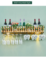 Load image into Gallery viewer, Wall-mounted Wine Bottle & Glass Holder with Lamp