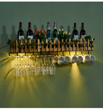 Load image into Gallery viewer, Wall-mounted Wine Bottle & Glass Holder with Lamp