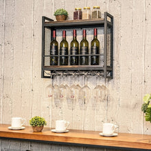 Load image into Gallery viewer, Wall Mounted Iron Wine Shelf