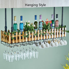 Load image into Gallery viewer, Wall-mounted Wine Bottle & Glass Holder with Lamp