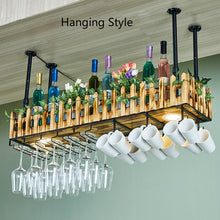 Load image into Gallery viewer, Wall-mounted Wine Bottle & Glass Holder with Lamp