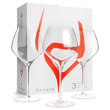 Load image into Gallery viewer, devaso Wine glasses|Large Wide Angled Rim|Set of 2 with EXTRA Glass|Lead Free Premium Crystal|19 Oz|Modern and Unique Gift for Wine Lovers
