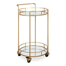 Load image into Gallery viewer, Kate and Laurel Deveaux Modern Metal and Glass Bar Cart, 17.75&quot; x 17&quot; x 30&quot;, Glam Gold Finish and Rolling Wheeled Design
