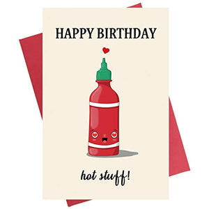 Happy Birthday Hot Stuff Birthday Card | Funny Birthday Card for Him Birthday Greeting Card for Her