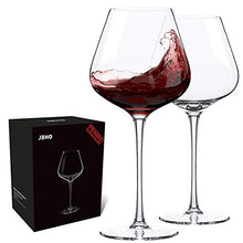 Load image into Gallery viewer, Hand Blown Italian Style Crystal Burgundy Wine Glasses - Lead-Free Premium Crystal Clear Glass - Set of 2-21 Ounce - Gift-Box for any Occasion
