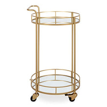 Load image into Gallery viewer, Kate and Laurel Deveaux Modern Metal and Glass Bar Cart, 17.75&quot; x 17&quot; x 30&quot;, Glam Gold Finish and Rolling Wheeled Design
