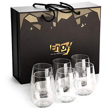 Load image into Gallery viewer, Plastic Wine Glasses Shatterproof Unbreakable – Stylish, Stemless, Dishwasher-safe, Set of 6 in Easy Carry Presentation Box, Acrylic Feel, Perfect for Pool, Bath and Outdoor
