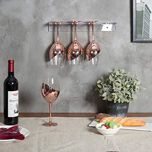 MyGift 14 oz Copper-Toned Stemmed Wine Glasses, Set of 4