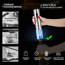 Load image into Gallery viewer, Secura Electric Wine Opener, Automatic Electric Wine Bottle Corkscrew Opener with Foil Cutter, Rechargeable (Stainless Steel)
