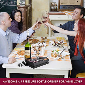 Wine Bottle Opener Air Pressure Wine Cork Remover Pump Wine Opener Wine Pump Wine Accessory Tool Handheld Wine Bottle Opener with Wine Pourer,Foil Cutter and Vacuum Stopper(Gift Box)