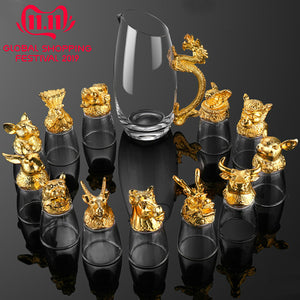 13pc Crystal Glass Cup Set and Decanter