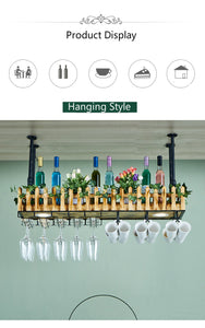 Wall-mounted Wine Bottle & Glass Holder with Lamp