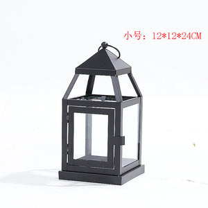 Wrought Iron Glass Retro Candle Holder