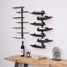 Load image into Gallery viewer, Restaurant Bar Wall Decoration Wine Holder American Style Wall Decoration Wall Mounted Wine RackRetro Wrought Iron Wine Rack
