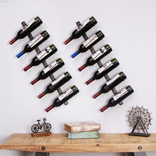 Load image into Gallery viewer, Restaurant Bar Wall Decoration Wine Holder American Style Wall Decoration Wall Mounted Wine RackRetro Wrought Iron Wine Rack
