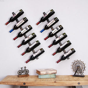 Restaurant Bar Wall Decoration Wine Holder American Style Wall Decoration Wall Mounted Wine RackRetro Wrought Iron Wine Rack