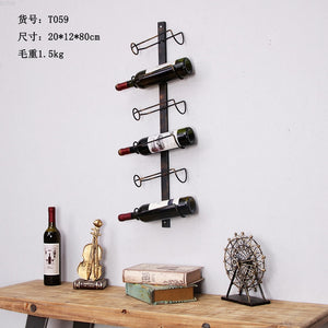 Restaurant Bar Wall Decoration Wine Holder American Style Wall Decoration Wall Mounted Wine RackRetro Wrought Iron Wine Rack