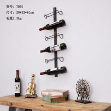 Load image into Gallery viewer, Restaurant Bar Wall Decoration Wine Holder American Style Wall Decoration Wall Mounted Wine RackRetro Wrought Iron Wine Rack
