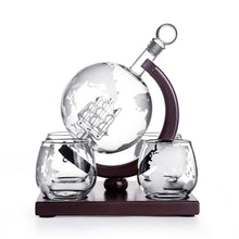 Load image into Gallery viewer, Globe Whiskey Decanter with 4 Glasses
