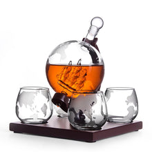 Load image into Gallery viewer, Globe Whiskey Decanter with 4 Glasses
