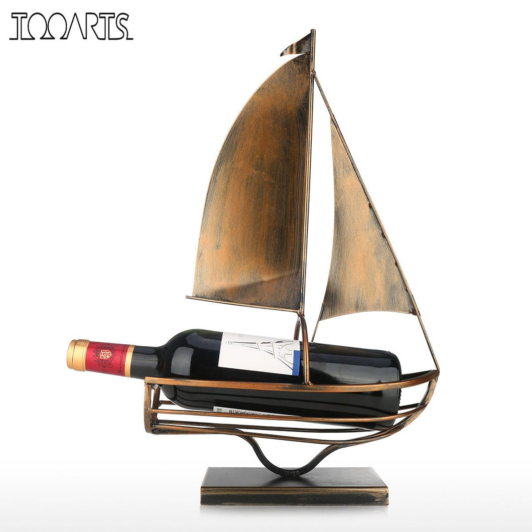 Iron Sailboat Wine Bottle Holder