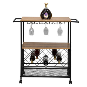 Kitchen Serving Cart Bar Buffet Wine Rack Glass Holder Wine Rack Cart Kitchen Rolling Storage Bar Wood Table Serving Trolley