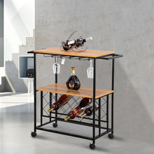 Load image into Gallery viewer, Kitchen Serving Cart Bar Buffet Wine Rack Glass Holder Wine Rack Cart Kitchen Rolling Storage Bar Wood Table Serving Trolley
