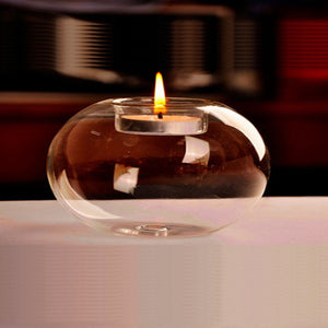 Candle Holder - Round Glass