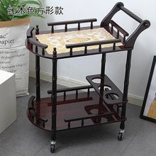 Load image into Gallery viewer, Wooden Wine Cart Snack Car Food Cart Hotel Cart Mobile Dining Car Cake Car Home Rack European Style
