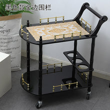 Load image into Gallery viewer, Wooden Wine Cart Snack Car Food Cart Hotel Cart Mobile Dining Car Cake Car Home Rack European Style
