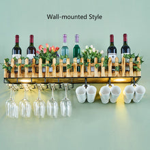 Load image into Gallery viewer, Wall-mounted Wine Bottle &amp; Glass Holder with Lamp
