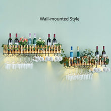 Load image into Gallery viewer, Wall-mounted Wine Bottle &amp; Glass Holder with Lamp
